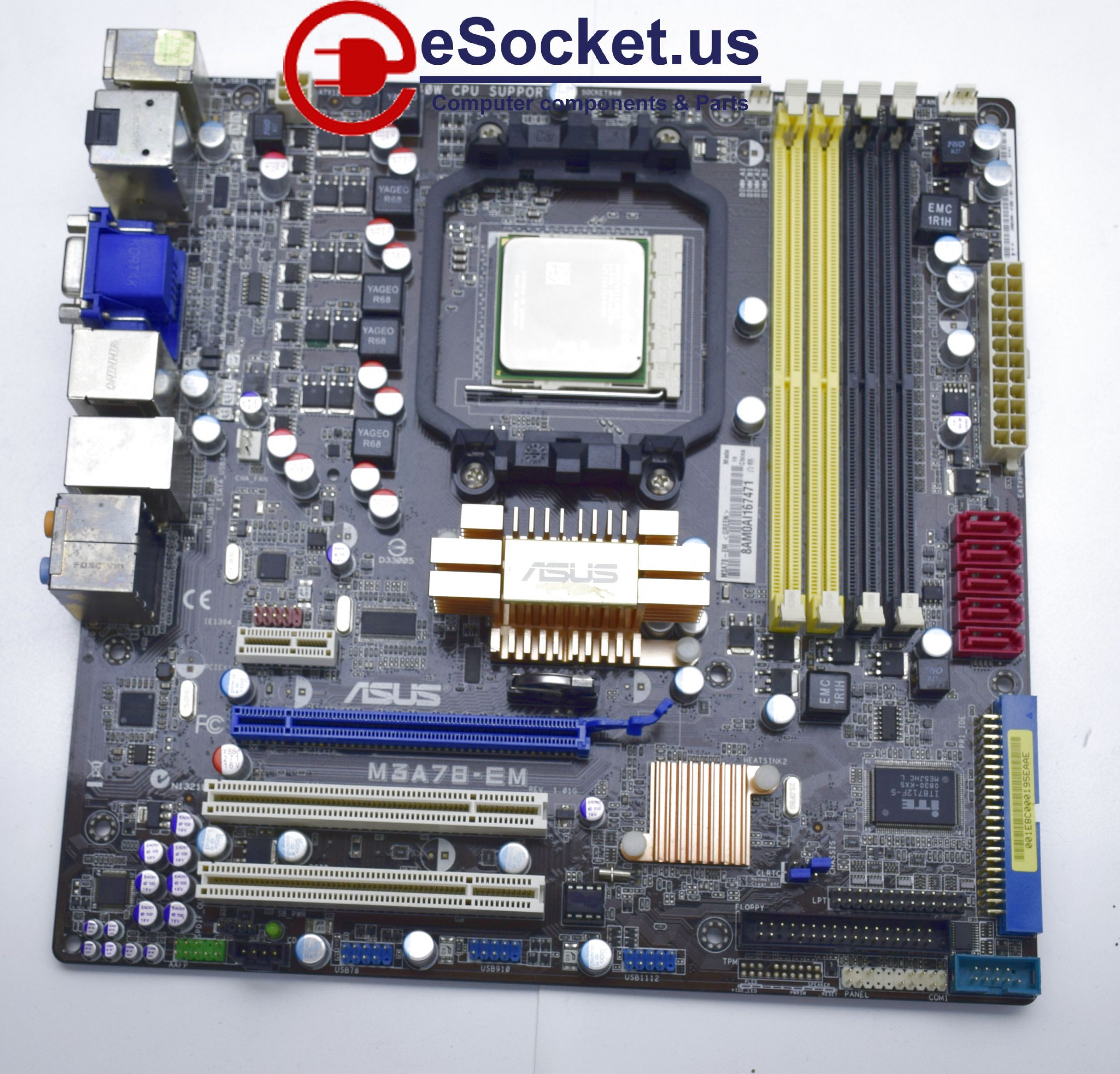 ASUS M3A78-EM Motherboard AMD 780G, AMD Hammer, w/ AMD Athlon 2,7GHz CPU TESTED