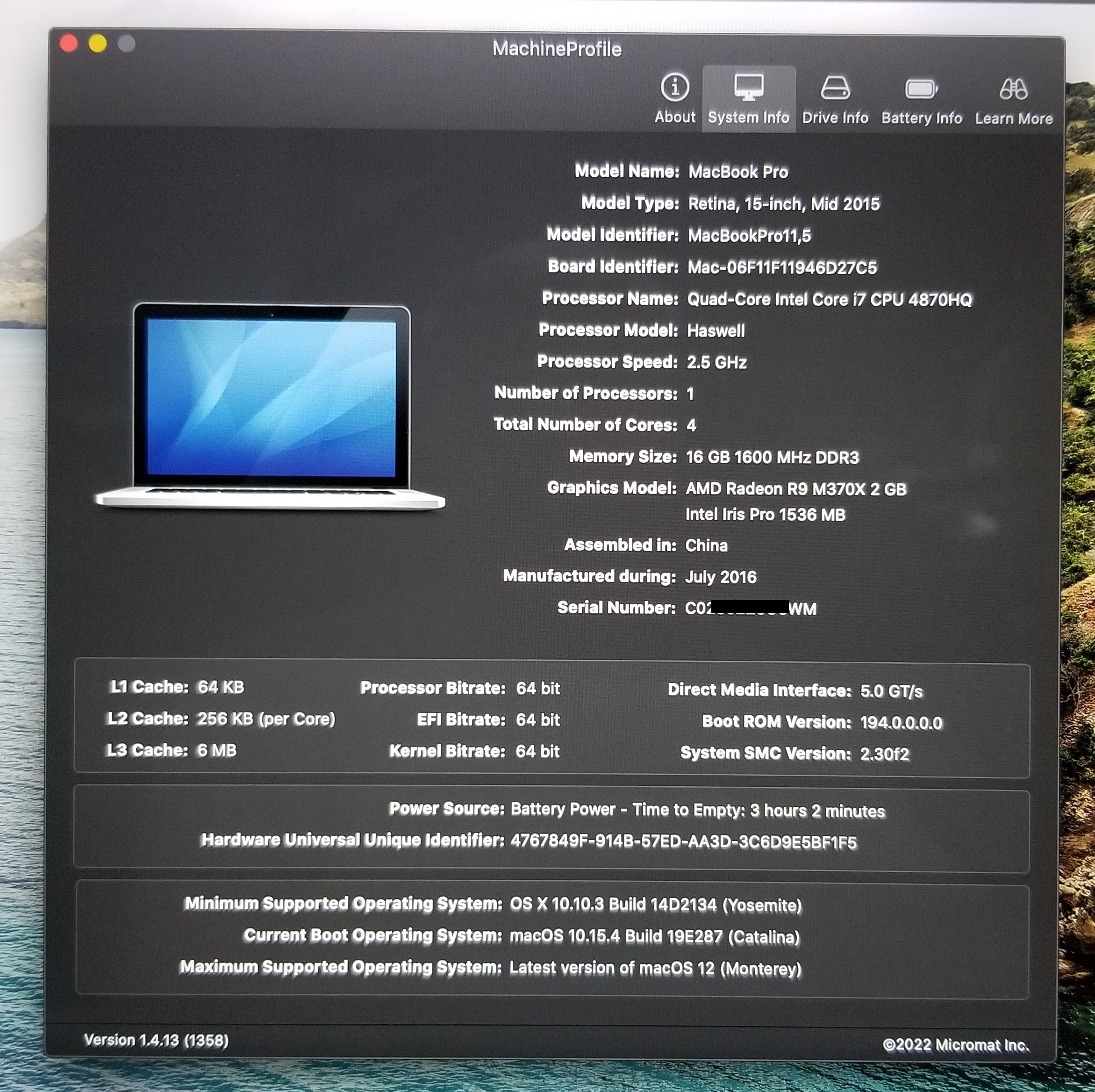 MacBook Pro 15 A1398 Mid 2015 i7 2.5GHz 16GB Logic Board 820-00426-A/820-00163-A - Image 2