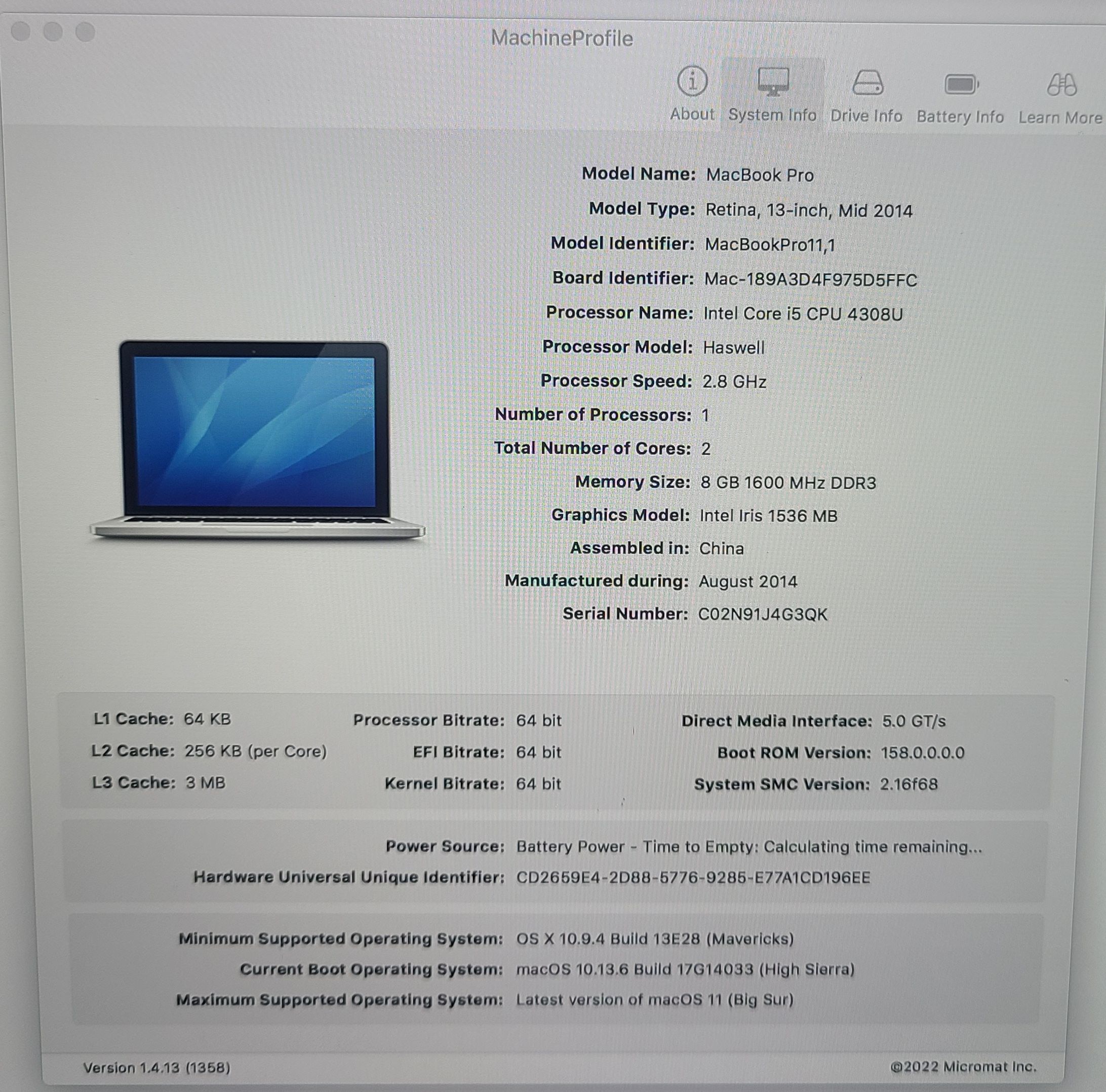 MacBook Pro 13" Retina 2013 2014 A1502 i5 2.8GHz 8GB Logic Board 820-3476-A - Image 5