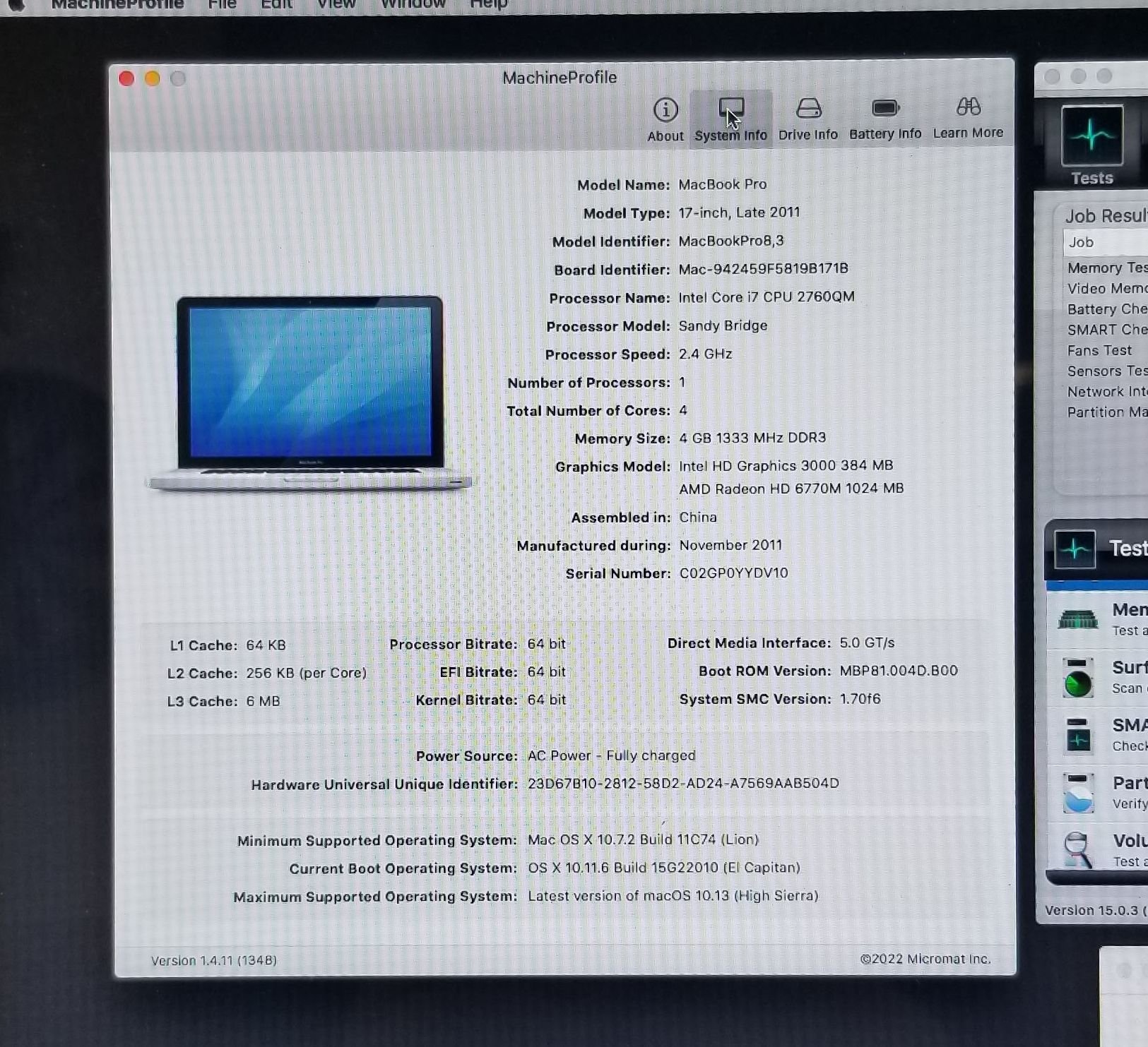 MacBook Pro 17 A1297 2011 i7 2.4GHz Logic Board GPU 6770M 1GB 820-2914-B TESTED - Image 6
