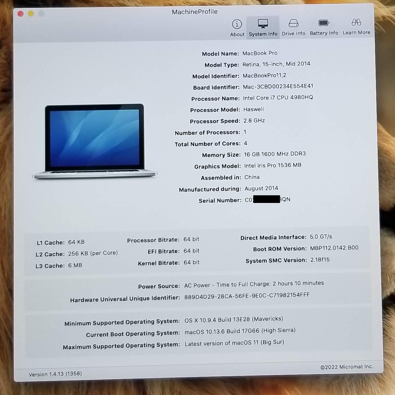 MacBook Pro 15" A1398 Mid 2014 i7 2.8 GHz 16GB Logic Board 820-3662-A TESTED - Image 5
