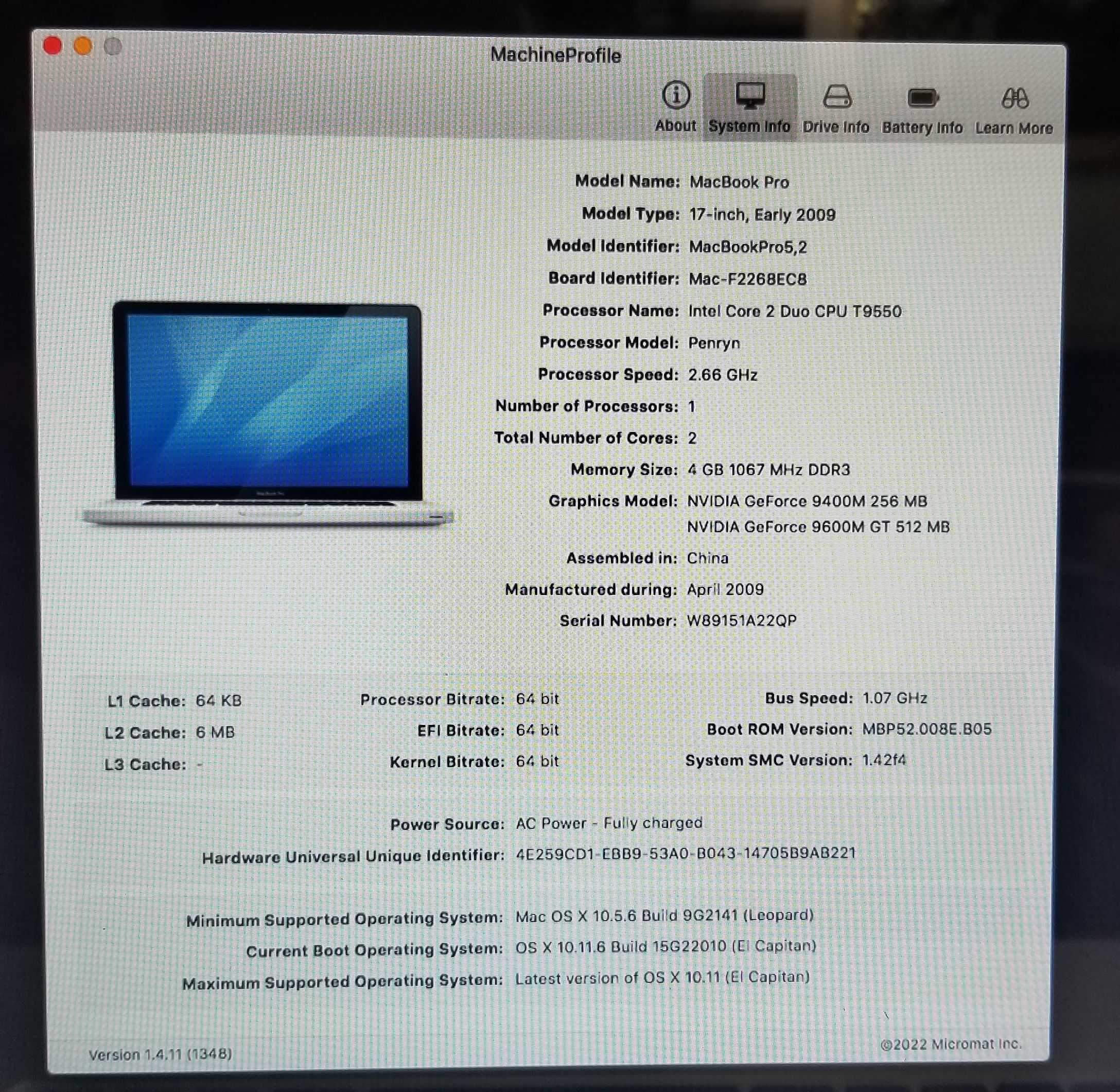 MacBook Pro 17 A1297 2009 Logic Board 820-2390-A C2D 2.66GHz GPU 512MB TESTED - Image 8