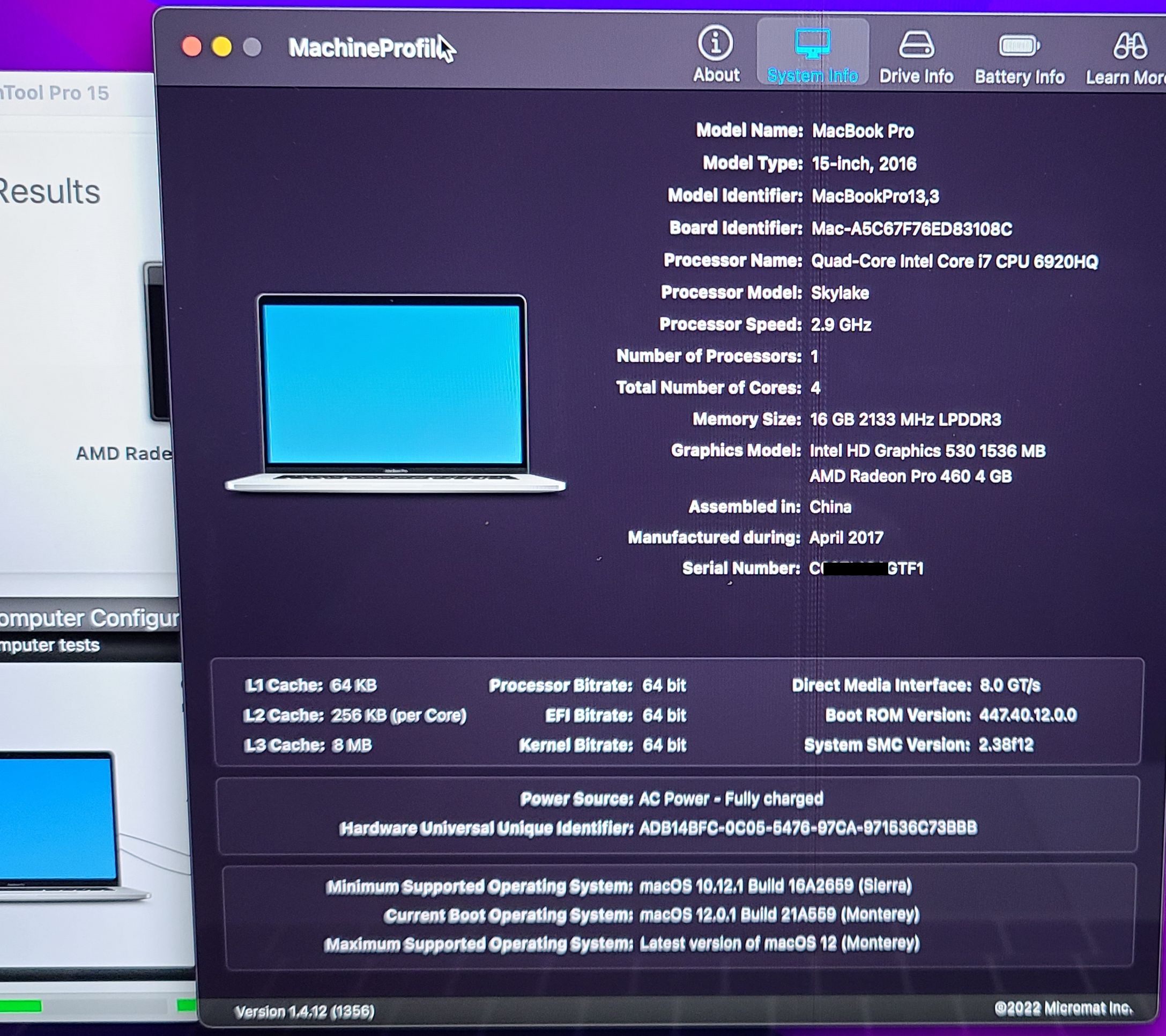 MacBook Pro 15" A1707 2016 2.9Ghz i7 16GB 2TB Logic Board 820-00281-A TouchID - Image 2