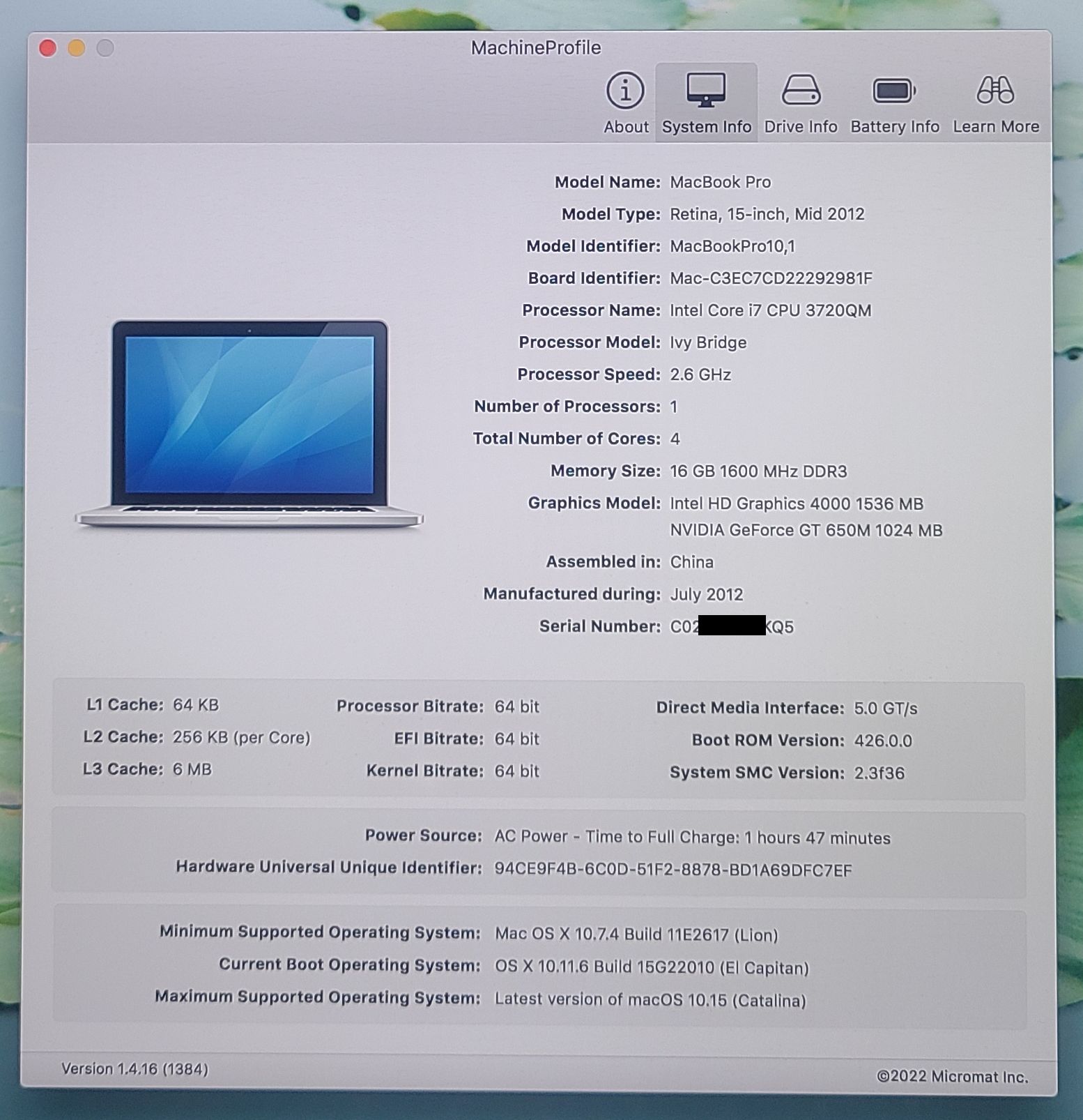 MacBook Pro 15 A1398 Mid 2012 i7 2.6GHz 16GB Logic Board 820-3332-A Dual GPU - Image 2