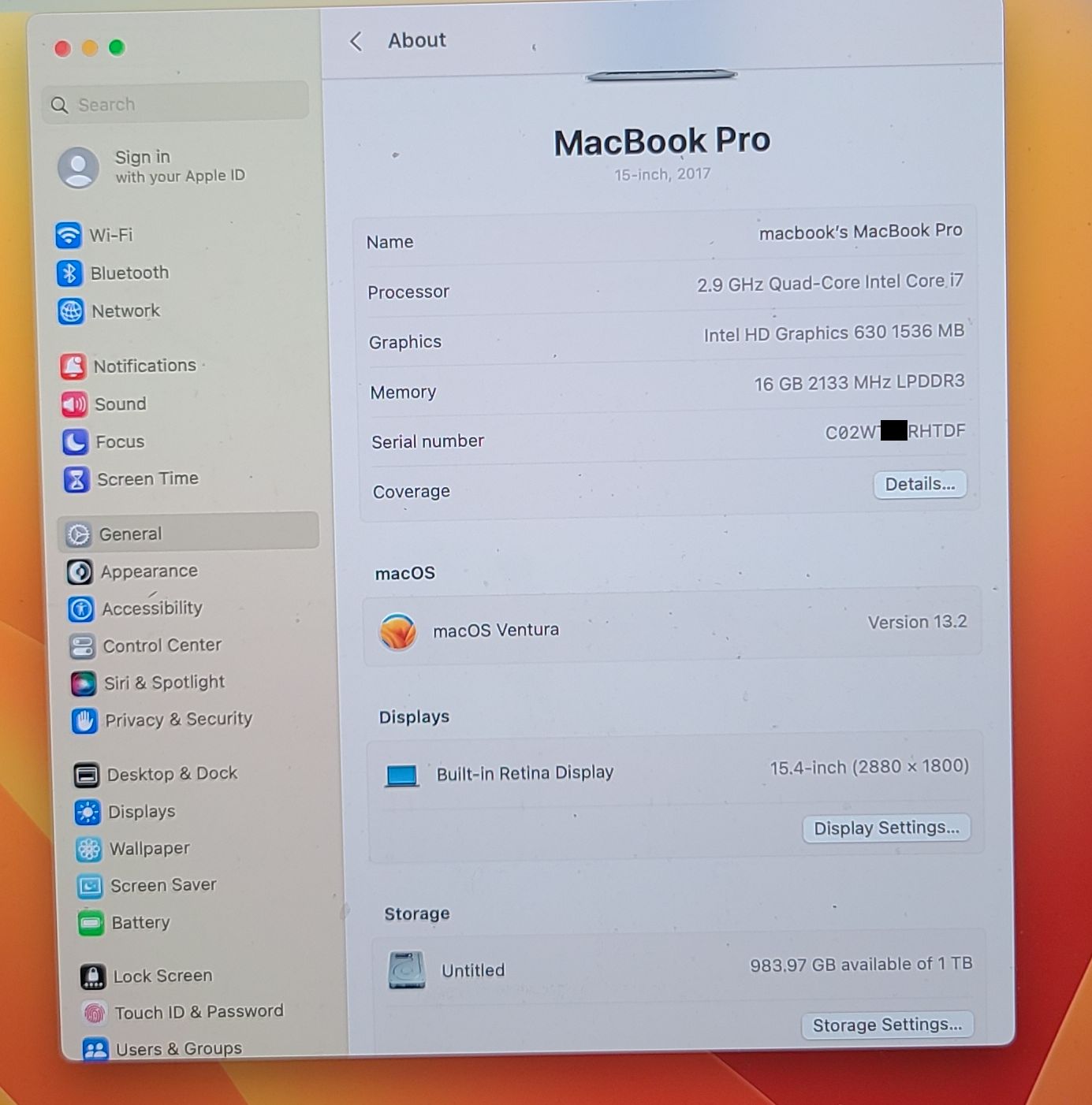 MacBook Pro 15" A1707 2017 i7 2.9Ghz 16GB 1TB Logic Board 820-00928-A + TouchID - Image 8
