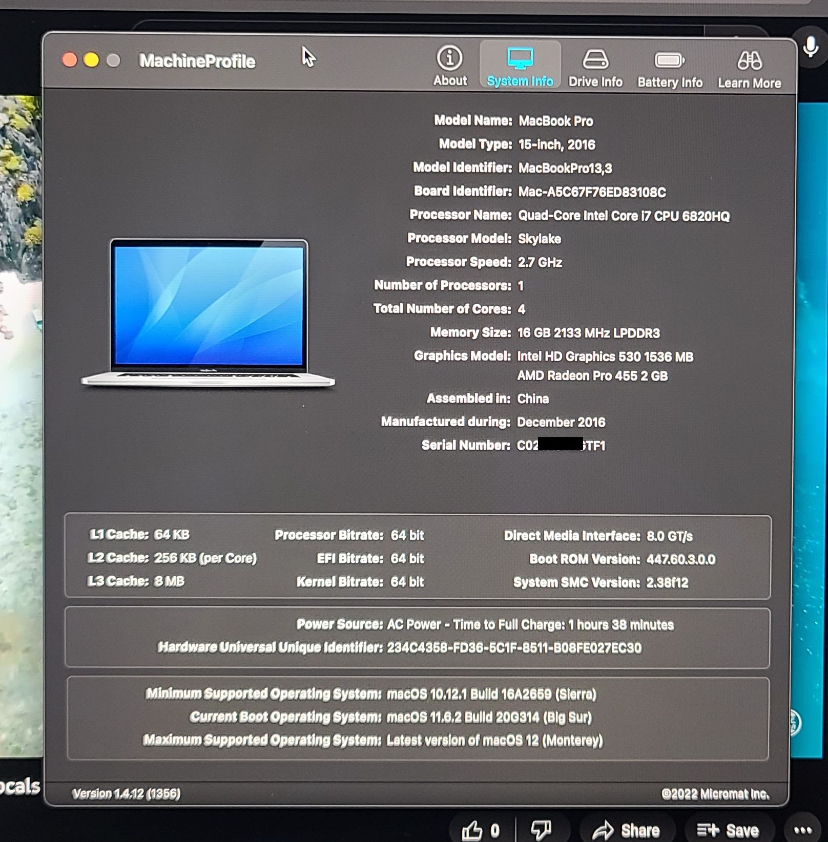 MacBook Pro 15" A1707 2016 i7 2.7GHz 16GB 1TB Logic Board 820-00281-A - Image 2