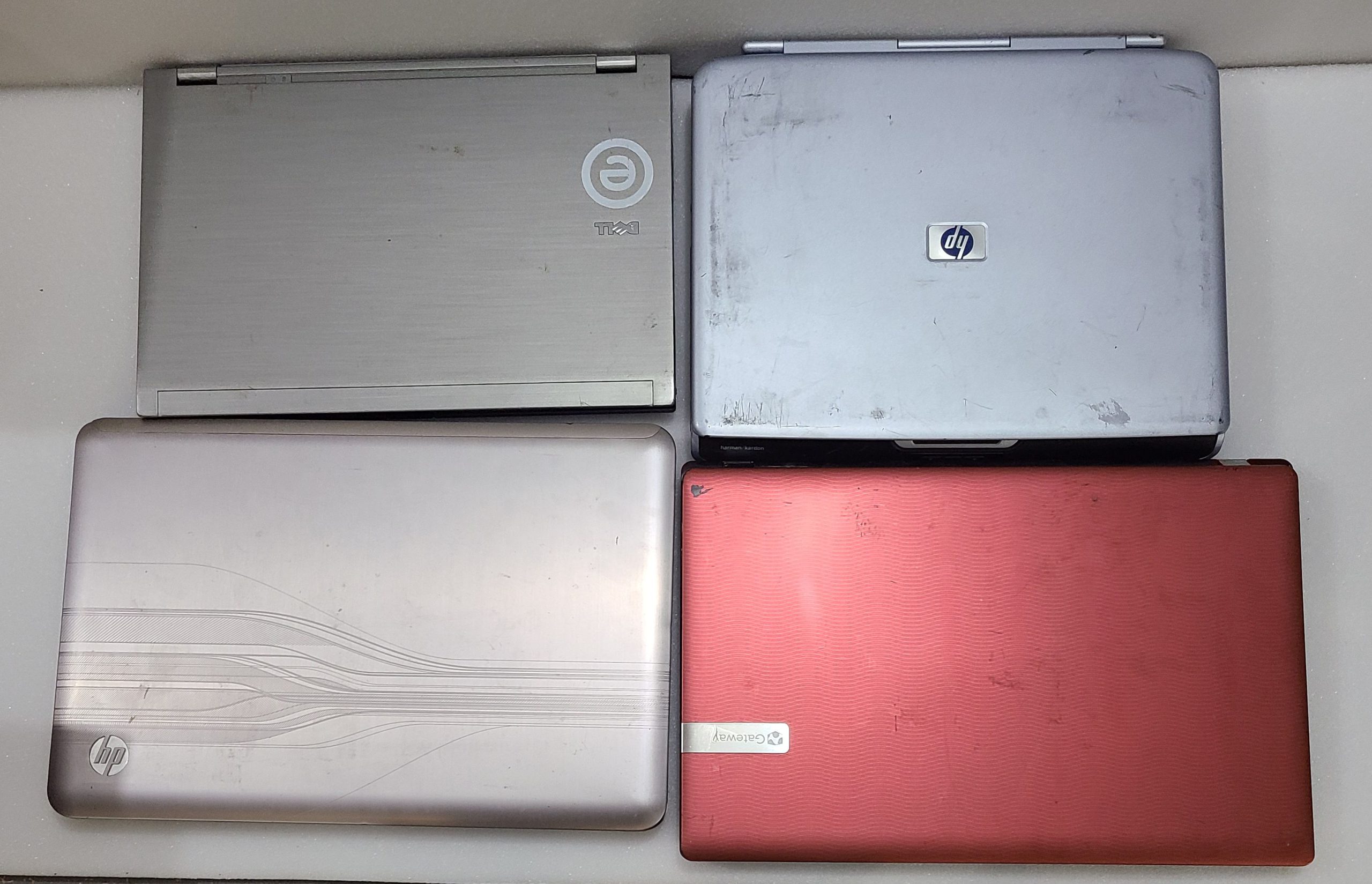 Lot of 4 Laptops - HP, Gateway, Dell - FOR PARTS