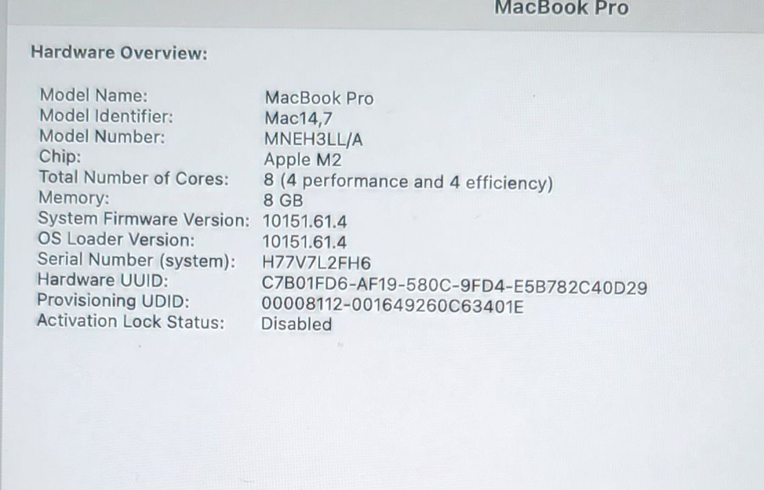 Apple 2022 MacBook Pro 13" MNEH3LL/A M2 3.4GHz (10-Core GPU) 8GB RAM 256GB SSD - Image 12