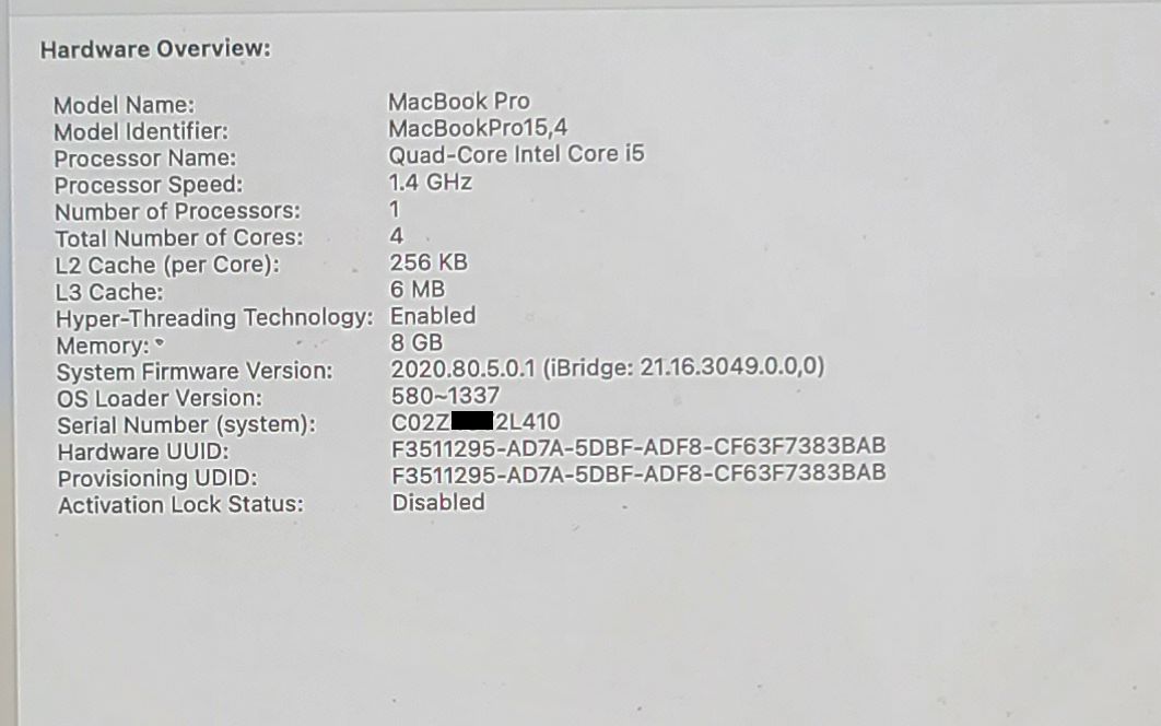 MacBook PRO A2159 2019 Logic Board 1.4GHz i5 8GB 256GB 820-01598-A + Touch ID - Image 7