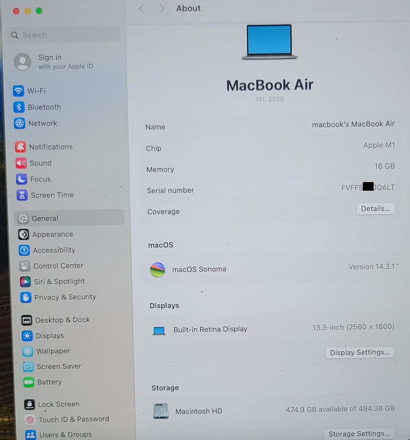 MacBook Air M1 13" A2337 2020 3.2GHz 8CPU/8GPU 16GB 512GB Logic Board + Touch ID - Image 4